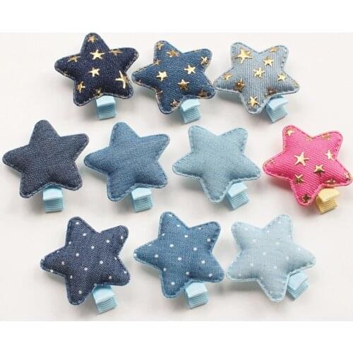 White Dot 20pcs/lot Cowboy 10 Colors Hair Accessories Star Shape Kids Hairpins Stars Blue Hairpin Girls Hair Barrette Naby blue