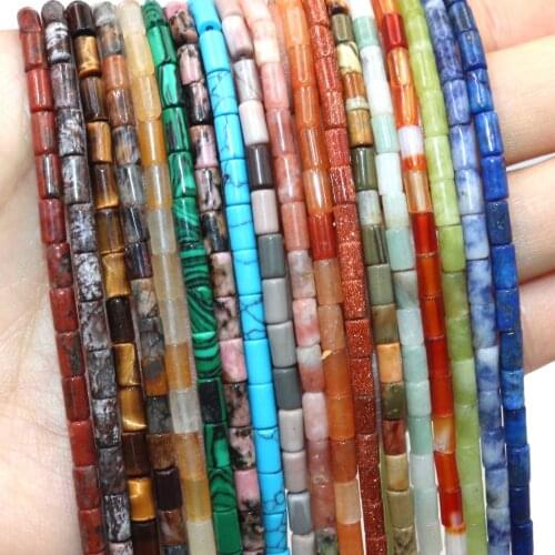 3*6mm Natural Stone Cylindrical Shape Lapis Lazuli Amazonite Spacer Beads For Jewelry Making DIY Bracelet Necklace Accessories