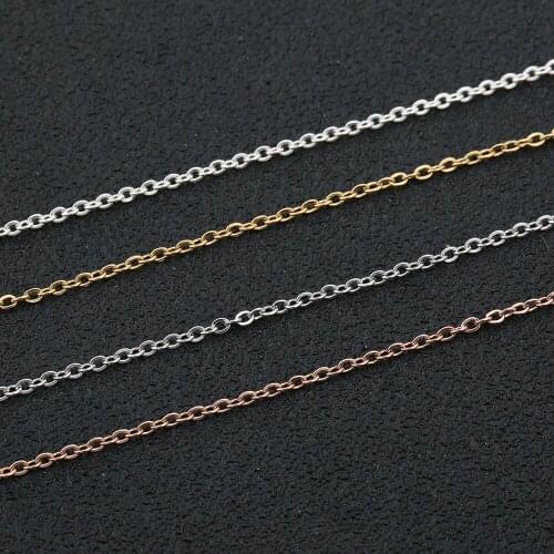 2 Meters Stainless Steel Never Fadeback Flat Link Rolo Bulk Chain 1 1.5 2 2.5MM Rose Gold Necklace Chain Fit DIY Jewelry Making