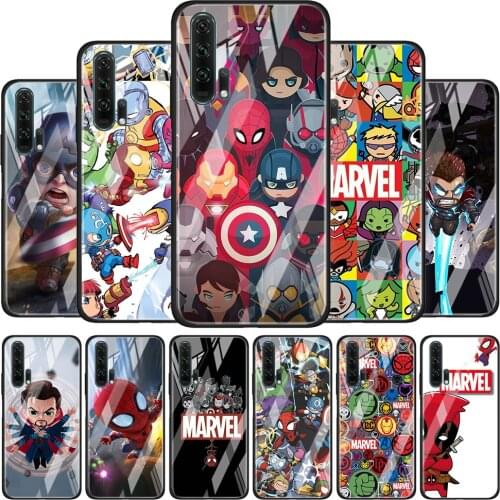Marvel Cartoon Heros Soft Tempered Glass Cover For Honor 30 20 10 9X 8X Lite Pro Plus Phone Case Coque Shell