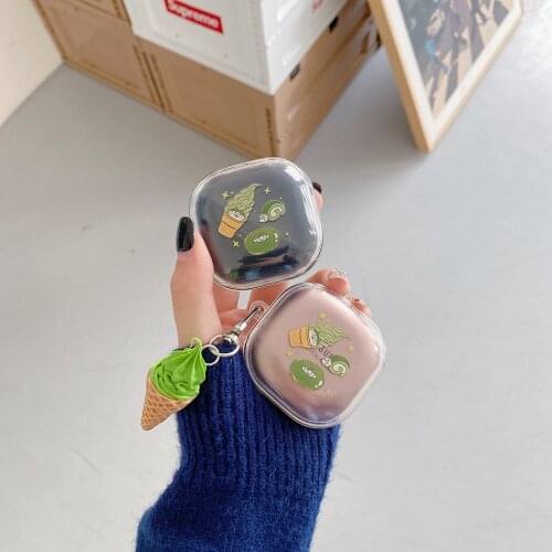 For Samsung Galaxy Buds Live/Buds Pro Case Matcha Ice Cream Keychain Silicone Clear Earphones Case For Galaxy Buds Live Cover