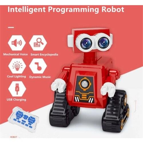 Puzzle Early Education Encyelopedia RC Robot Smart Programming Lights Dynamic Music Mechanical Voice Wireless Infrared RC Toys