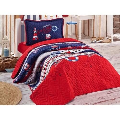 Clasy Tek Personality Quilted Bed Cover Set Route Navy Blue