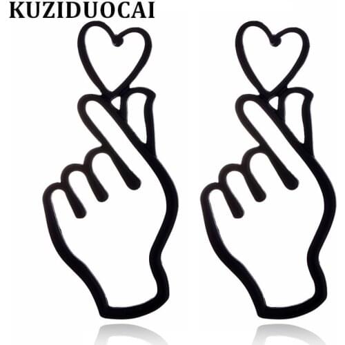 Kuziduocai 2018 New ! Fashion Fine Jewelry Pure Metal Copper Alloy Hand Love Holding Heart Stud Earrings For Women Gift E-1310