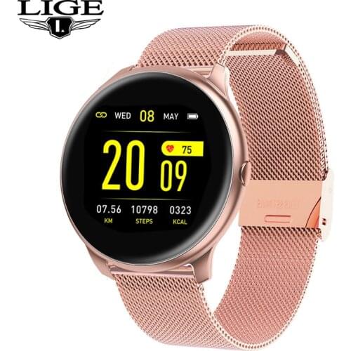 LIGE Women Fashion Smart Watch Fitness Tracker Sport Blood Pressure Monitor Function Waterproof Smartwatch for Andriod Phone