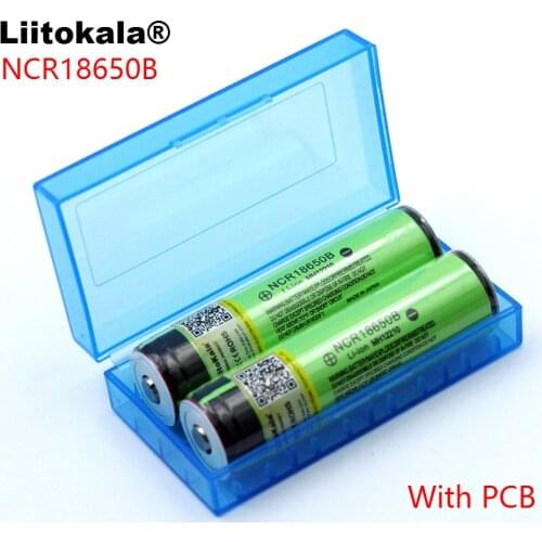 Liitokala 2PCS Protected Original 18650 NCR18650B 3400mAh Rechargeable Li-lon battery with PCB 3.7V For Flashlight Storage box