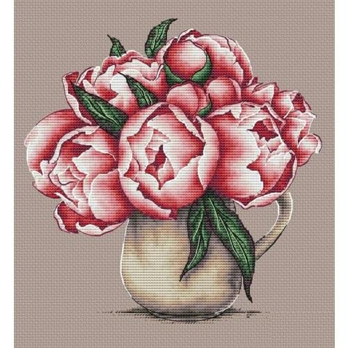 Linen fabric Red flowers Cross Stitch Kit Packages Counted Cross-Stitching Kits New Pattern NOT PRINTED Cross stich Painting Set