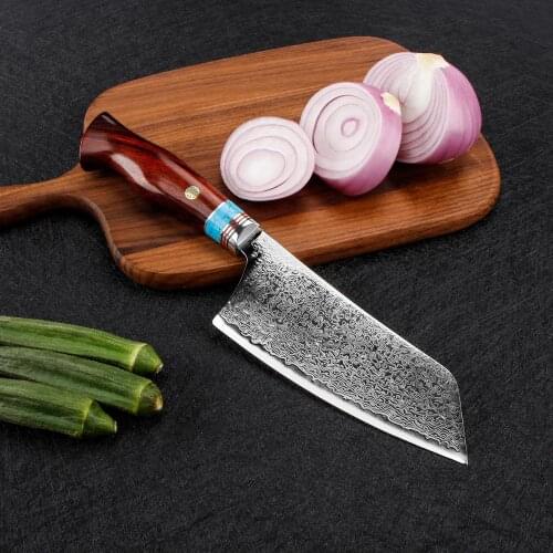 BIGSUNNY Damascus Stainless Steel Nakiri Knife - Vacuum Treated - Razor Sharp Blade for Cleaver Knife - 6.3Inch Blade