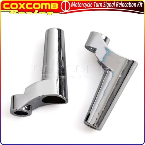 Motorcycle Chrome Front Turn Signal Light Direction Bracket Relocation Kit For Harley Sportster XL883 1200 Dyna 1988-2005