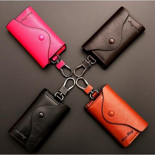 Mens Car Keys Wallets Leather Women Key Holder Organizer Housekeeper Keychain Purse Key Ring Bag Keys Case Pouch
