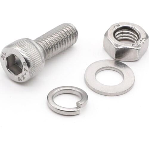 Stainless steel hexagon nut set bolt screw flat spring pad complete M8 M10 M12