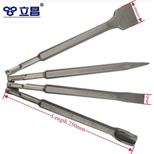 LICHANG 4Pcs SDS Plus Chisel Set Drill Bit Tool Impact Electric Hammer Gouge Flat Point Metal Concrete Brick Wall Groove