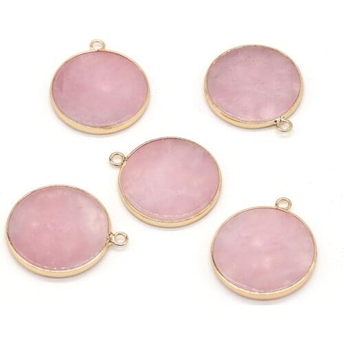 New Trendy Natural Stone Pendant Rose Quartzs Charms Pink Crystal Pendants for Jewelry Making DIY Necklace Accessories