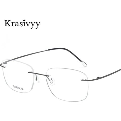 Krasivyy Rimless Glasses Frame Men Titanium Brand Ultralight Myopia Prescription Eyeglasses Women Square Optical Eyewear