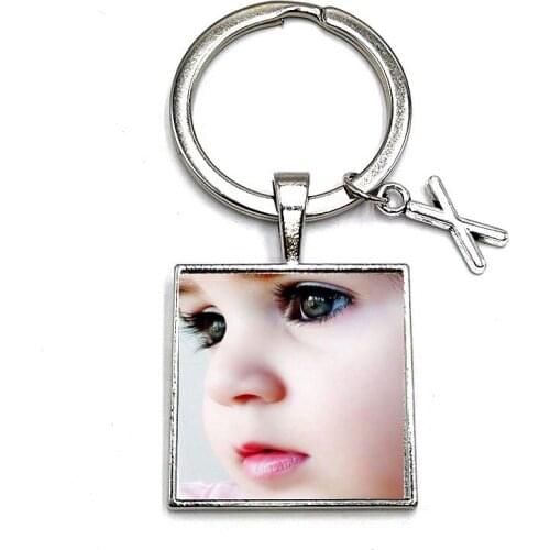 Personalized Square Pendant Photo Photo Baby Child Dad Family Portrait Keychain Mom Brother Grandparents Private Customization