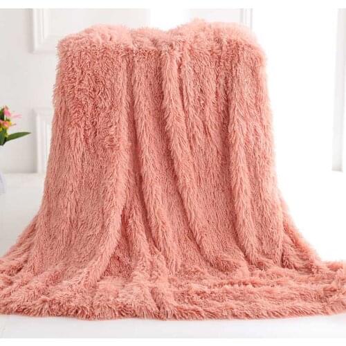 Home Bedding Long Plush Fur Home Blanket Warm Children Kids Bed Comforter Fluffy Plaid Newborn Wraps