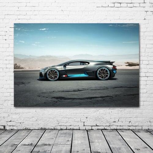 Supercar Posters BUGATTI Divo 2019 Side Grey Sports Car Framed Canvas Print Wall Art Paintings for Living Room Decor