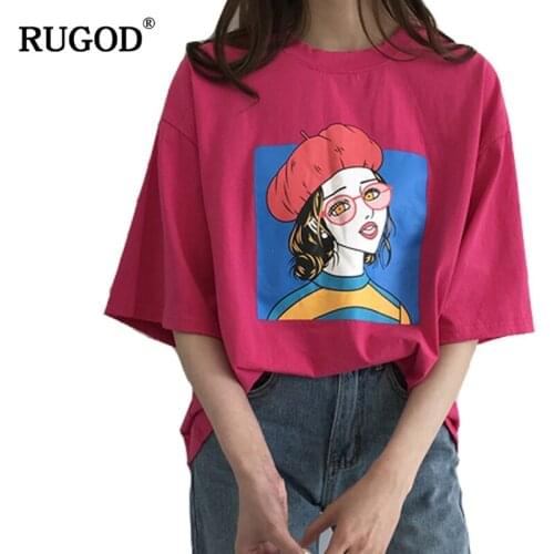 RUGOD Casual Women T Shirt 2019 New Arrival Spring Summer Autumn Female Tops Short Sleeve O neck Clothing Tops Cartoon Tops