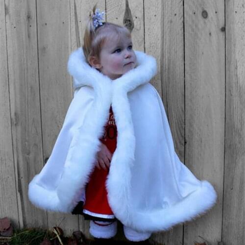 Keep warm winter Girl Cape Wedding Cloaks Faux Fur Jacket For Winter thick Kids Girl Children Outerwear Shawl cloak