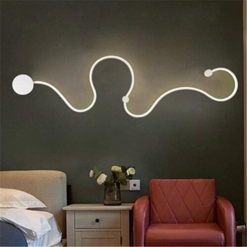 LED Wave Art Wall Lamps Bedroom Study LED Wall Lights Living Balcony Room Acrylic Home Deco Wall Light Iron Sconce Lamps