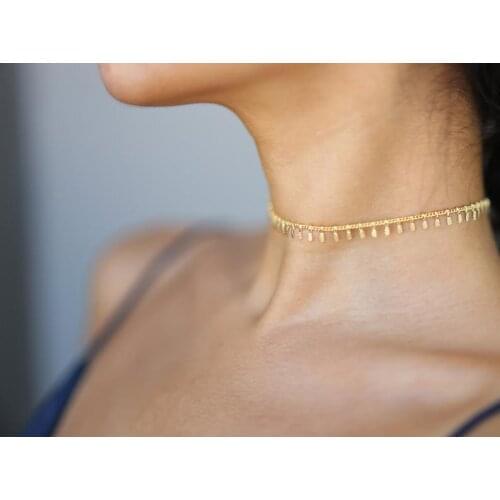 Trend Tassel Shaker Simple Necklace Chokers For Women Bohemia Statement Jewelry Collarbone Perndant Necklace Dress Party Gift