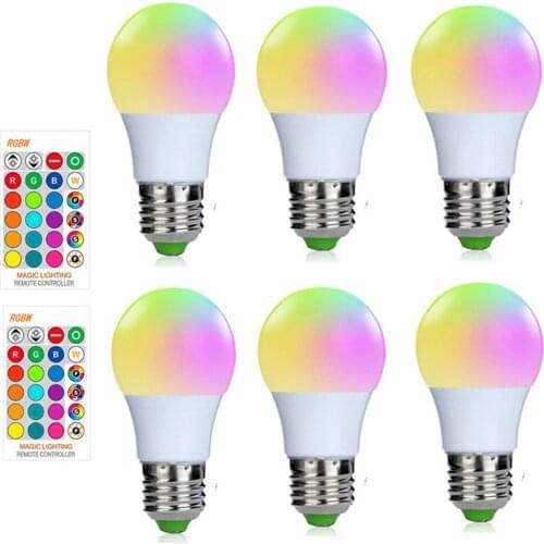 Smart 3W RGBW Light Bulbs E27 LED Smart Bulbs A50 Colorful Changing Bulb Dimmable Decorative Remote Controlled AC85-265V