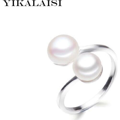 YIKALAISI 2017 New Fashion 100% Natural Pearl Ring Jewelry 925 Sterling Silver Interlaced Rings Pearl Wedding Rings For Women