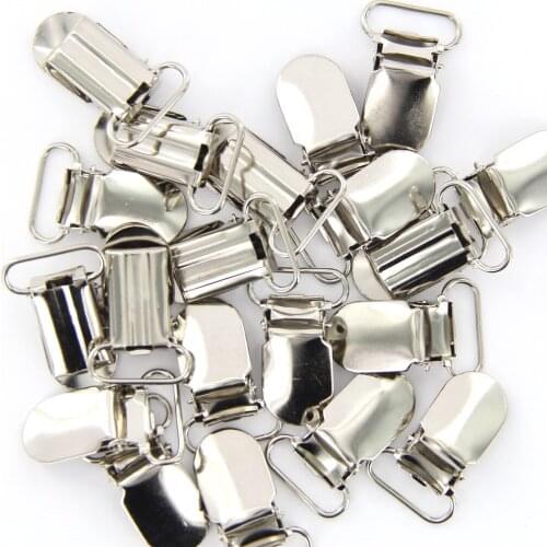 20 Pieces Webbing Hook Pacifier Suspender Clips for Bib Clips Baby Infant Accessories Craft Project Silver 20mm 25mm