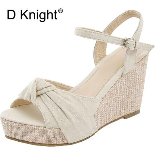 2021 New Straw Wedge Heel Gladiator Sandals For Women Buckle Strap Lady Platform Sandals Shoes Thick Heel Womens Wedges Sandals