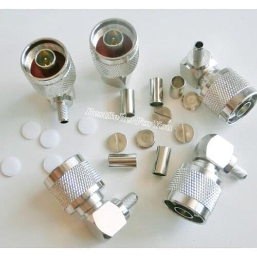 10Piece N Male Right Angle Crimp Crimp RG58 RG142 LMR195 Cable RF Adapter Connector