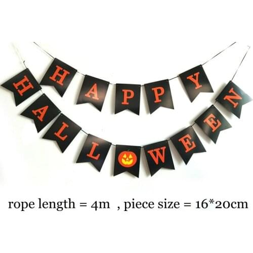 10pcs/pack 16*20cm Black Paper Flag Happy Halloween Orange Letter Live Decoration Happy Halloween Banner
