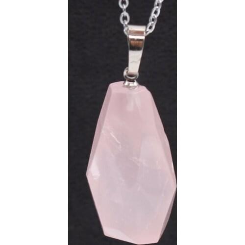 100-Unique 1 Pcs Silver Plated Irregular Shape Natural Rose Pink Quartz Pendant For Mother Day Gift Necklace