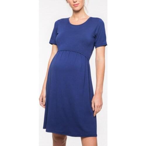 2020 Fashion solid color Multifunctional mother nursing clothes Short sleeve breastfeeding dress maternity dresses T0508