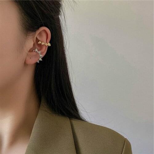 2021 European and American New Zircon Clip Earrings Female Punk Style Simplicity Exquisite Earring Party Wedding Jewelry