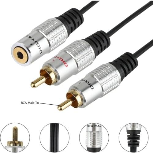 2RCA Revolution 3.5MM Female Y Distributor Adapter Cable 0.25M Aux Phono Jack Adapter Lead Oxygen-Free Copper