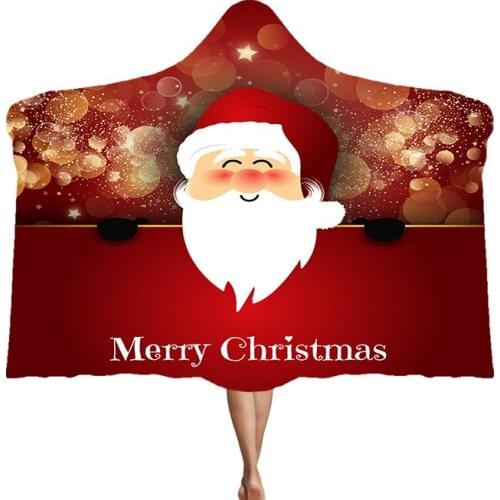 3D Christmas Fleece Hooded Blanket for Beds Flannel Cartoon Print Throw Blanket Kids Adults Custom Decorations Luxury Cute Merry