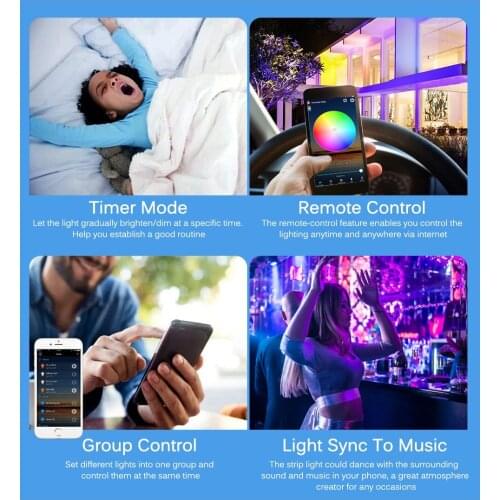 5-20M Bluetooth WIFI Music Led Strip Light USB 5050 Led RGB Light DC5V Flexible LED Lamp Tape Ribbon TV Desktop Screen BackLight