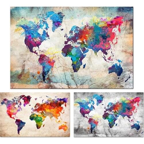 5D DIY Diamond Painting World Map Full Drill Square Embroidery Landscape Cross Stitch Kit Mosaic Art Picture Home Decoration