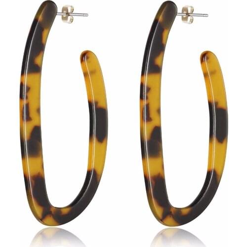 Tortoise Acrylic Earrings Bohemian Statement Resin Fashion Mottled Big Lightweight Earring