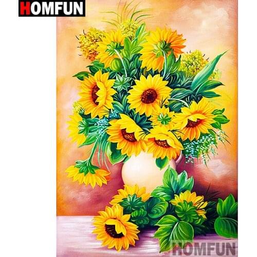 HOMFUN Full Square/Round Drill 5D DIY Diamond Painting "Yellow flower" Embroidery Cross Stitch 5D Home Decor Gift A13008
