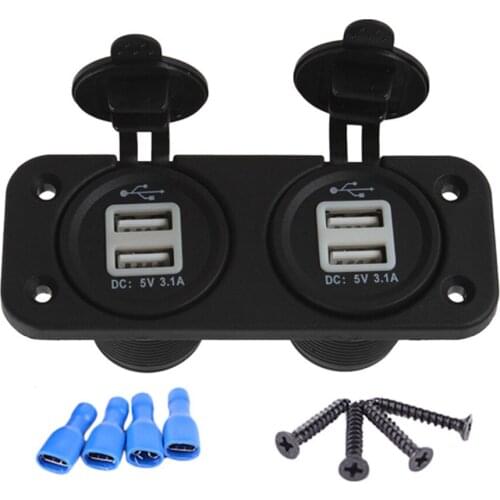 Car Accessories Modified 4 USB 12V-24V 3.1A Car Charger RV Modified Waterproof Cigarette Lighter Power Socket For Phone Outlet