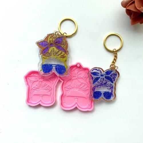 Shiny Glossy Silicone Resin Molds Sunglasses Girl Keychain Mold DIY Keychain Pendant Jewelry Epoxy Resin Crafting Molds