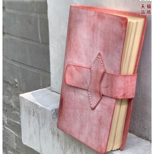A5 Size Handmade Cowwide Leather Cover Notebook Diary Book Blank Thick Hand Account Book