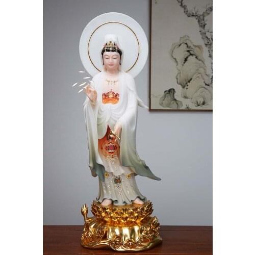52CM large Buddhism figure jade Goddess Guan yin GOD Avalokitesvara buddha Asia HOME protection Prosperity FENG SHUI TOP statue