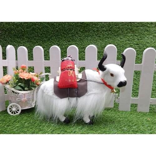 Large 30x27cm white yak polyethylene&furry furs yak model handicraft prop,home decoration Xmas gift w1487