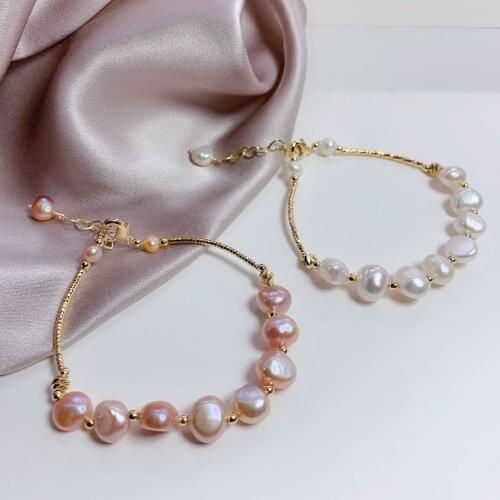 LJHMY Natural Freshwater Pearl Bracelet Gold Plated Designer Charms for Bracelets In Bulk Acero Inoxidable Joyeria Mujer Women
