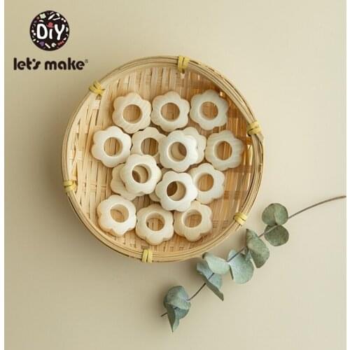 Lets Make 100pcs Mom Necklace Animal Beads Food Grade Wood Bead Beech Wooden Cloud DIY Teething Nursing jewelry Making Teethers