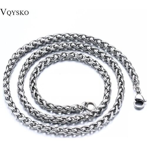 Multi Size Mens Braided Link Chain Necklaces Wholesale Stainless Steel Male Choker Colar Jewelry fashion Gifts for Him