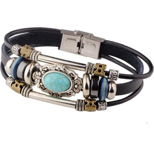 European and American Vintage Leather Bracelet Fashion DIY Baitao palace wind Bead wholesale gift