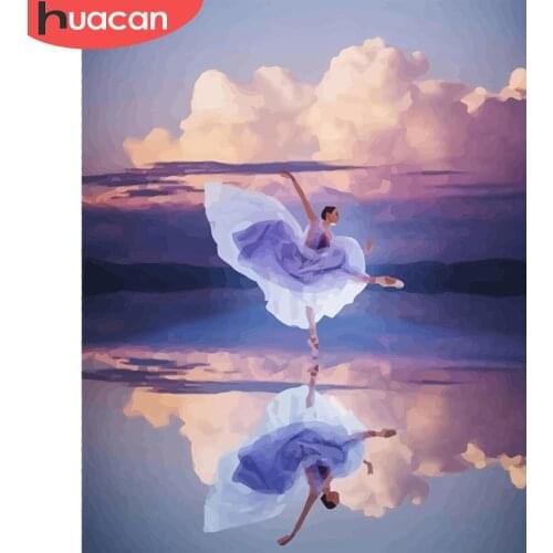 HUACAN Paint By Number Girl Drawing On Canvas HandPainted Painting Art Gift DIY Pictures By Number Sky Kits Home Decor